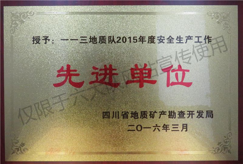 2015年度安全生产工作先进单位
