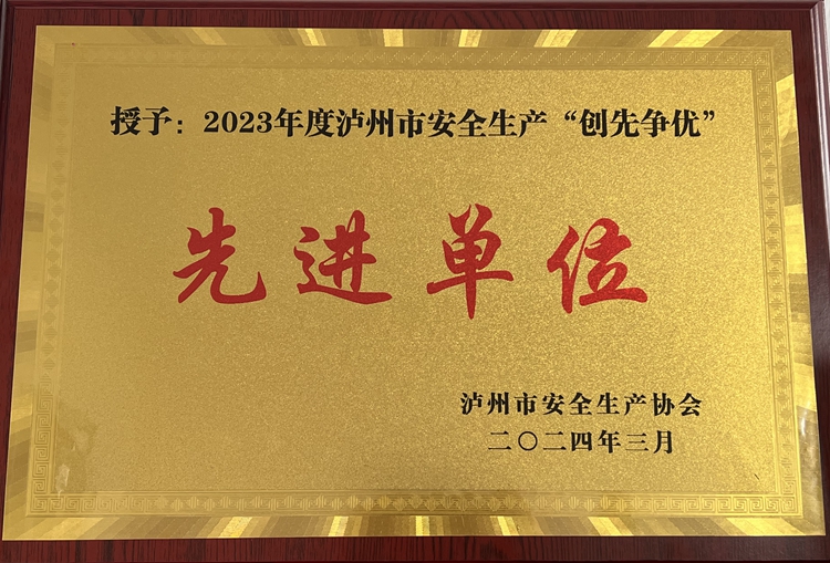 2023年度泸州市安全生产“创先争优”先进单位